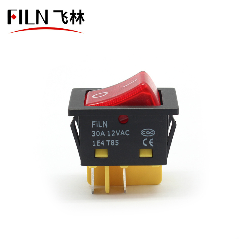 FILN 30A BIG CURRENT KCD4-201N MARINE ROCKER SWITCH SWITCH PANEL ILLUMINATE LIGHT 220V 24V RED YELLOW BOAT SWITCH