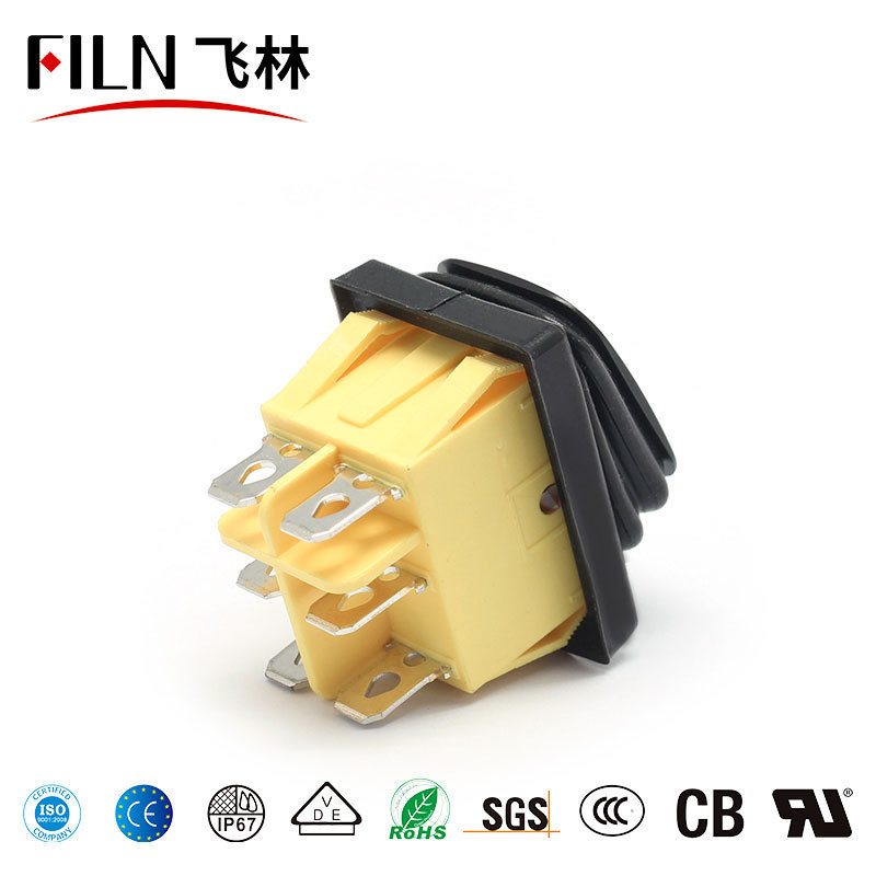 FILN T85 Electrical Rocker Switch On-off-on 3 Position 6 Pin Automotive 30A 110VAC LED illuminated Waterproof Rocker Switch