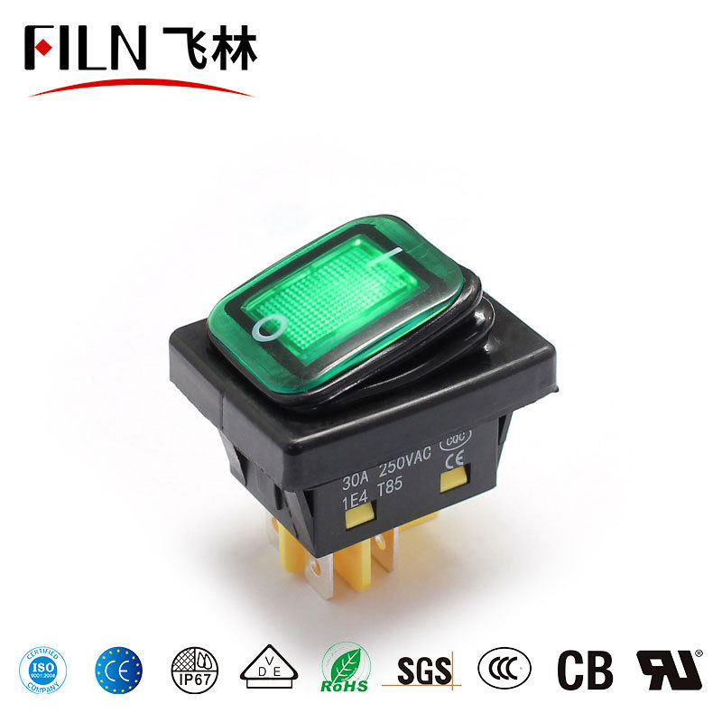 Waterproof Marine Rocker Switch Panel With Indicator Light 4 pin on off illuminated rocker switch For Industrial Equipment