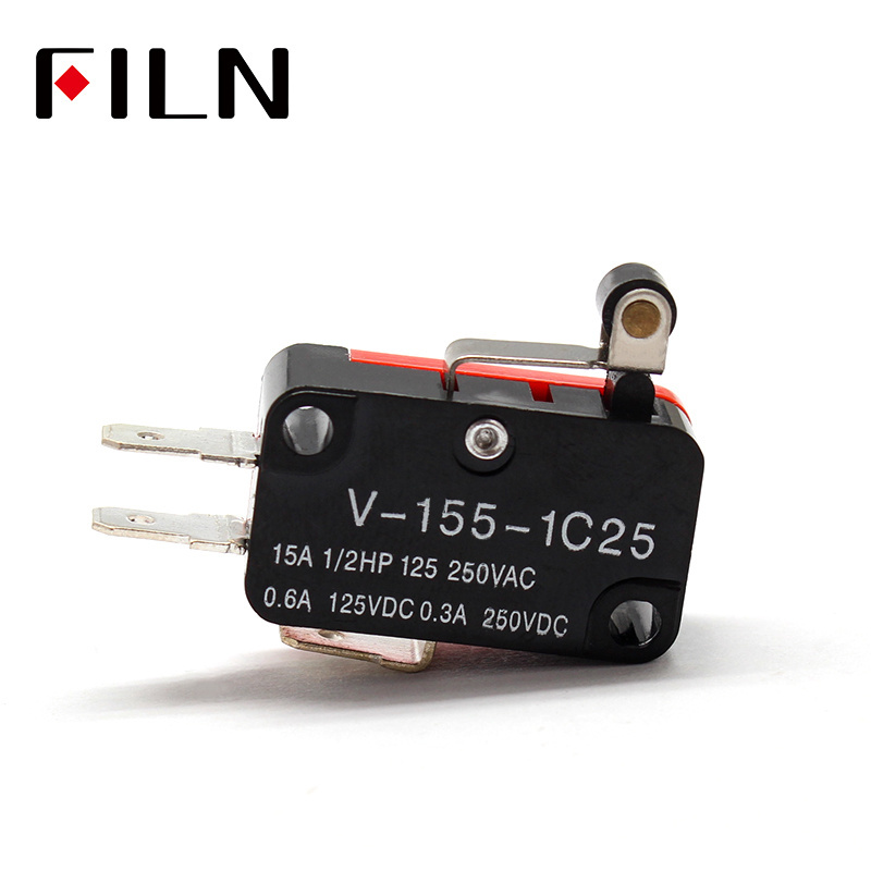 FILN 15A 1NO1NC Inching switch, V-155-1C25 limit switch short handle roller silver point Micro switch