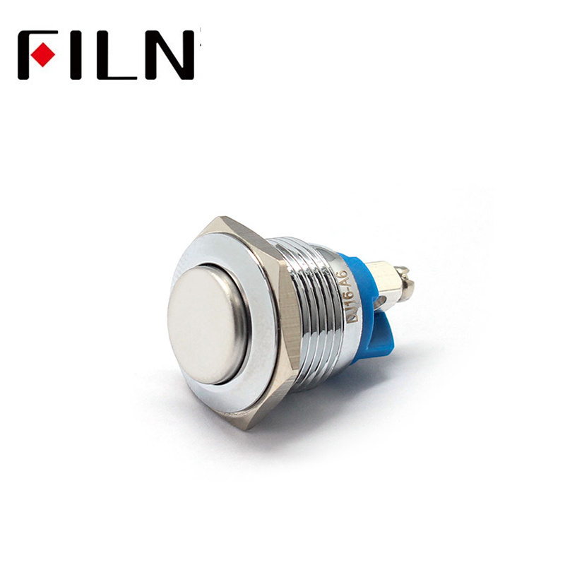 Filn 16MM White  Round Waterproof Ip65 Metal Push Button Momentary Latching Switch for kitchen hood