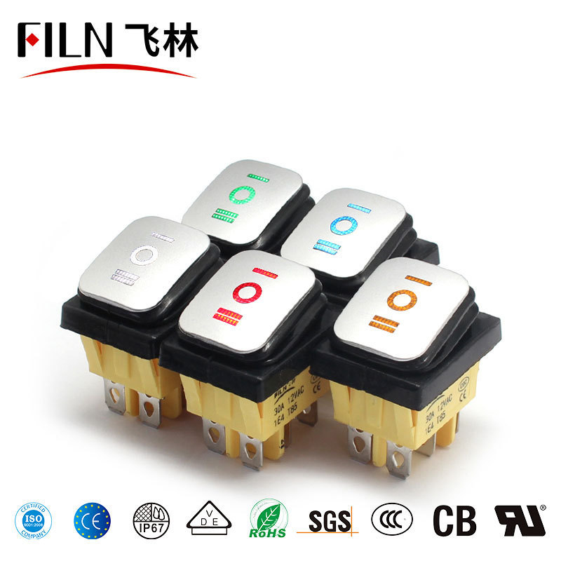 FILN Electrical Waterproof Power Rocker Switch 6pin 4 Pin Boat Rocker Switch 20A 12V 24VAC for Car Auto Marine