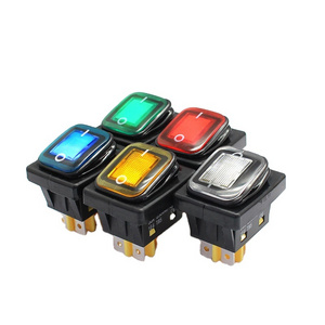 Waterproof Marine Rocker Switch Panel With Indicator Light 4 pin on off illuminated rocker switch For Industrial Equipment