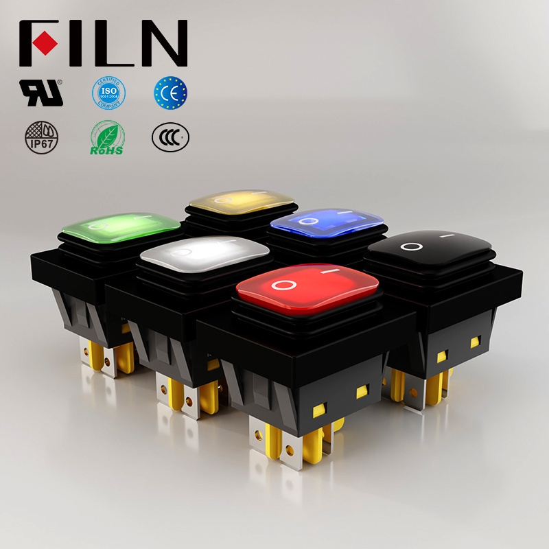 FILN Custom PA66 12V Waterproof Illuminated Rocker Power Switch on off Light Switch for Cars Motorcycles Boats