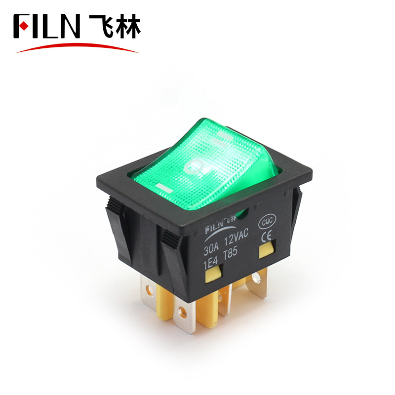 High Current 3 Way Rocker Switch 4 pin 6pin 20A  Latching SPST  12V 24V AC 20MM Mini Rocker Switch with Led