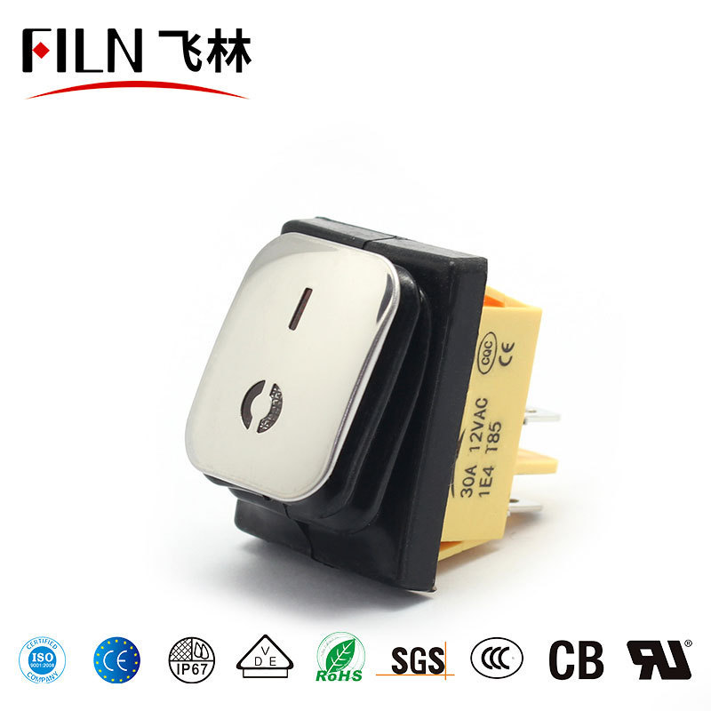 FILN 12V LED Rocker Switch T85 KCD4 Waterproof IP67 Boat Electrical Panel Light Durable Rocker Switches