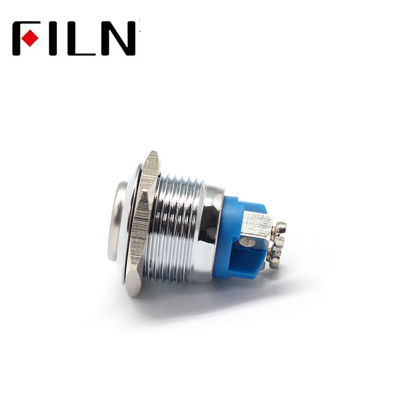 Filn 16MM White  Round Waterproof Ip65 Metal Push Button Momentary Latching Switch for kitchen hood