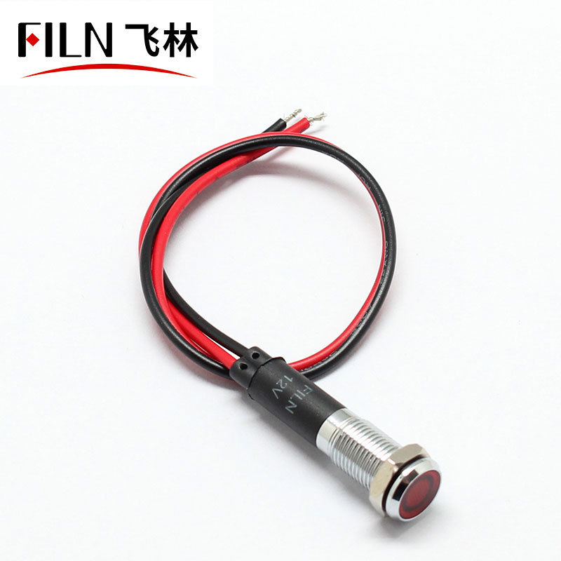 FILN 8mm 10mm 12mm Indicator lights LED indicator Metal Pilot Panel light 20cm cable Chrome Finish Car Boat Marine