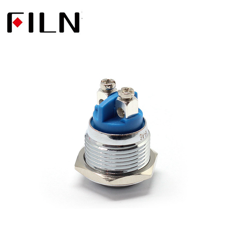 Filn 16MM White  Round Waterproof Ip65 Metal Push Button Momentary Latching Switch for kitchen hood