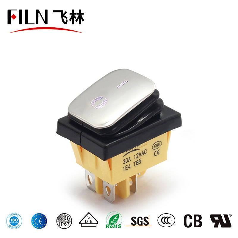 FILN 12V LED Rocker Switch T85 KCD4 Waterproof IP67 Boat Electrical Panel Light Durable Rocker Switches