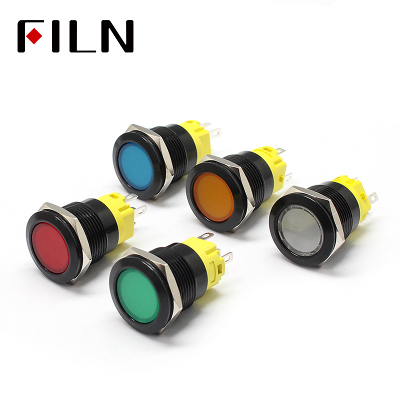 12V 19mm LED Indicator Light Lamp Dash Panel Warning Light Metal Push Button Switch Momentary Latching on off for car yacht ship