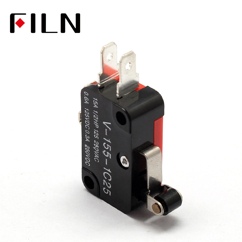 FILN 15A 1NO1NC Inching switch, V-155-1C25 limit switch short handle roller silver point Micro switch