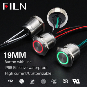 FILN 12V 5A 16MM 19MM 22MM push button switch Waterproof Horn Latching Momentary Type Normally Closed Push Button Switches