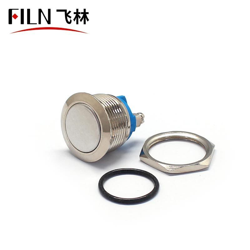 FILN 19mm screw pins metal push button switch latching with lock stainless steel switch button without light sliver contact