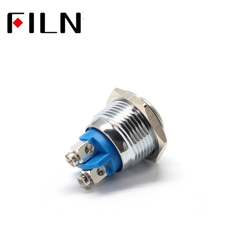 Filn 16MM White  Round Waterproof Ip65 Metal Push Button Momentary Latching Switch for kitchen hood