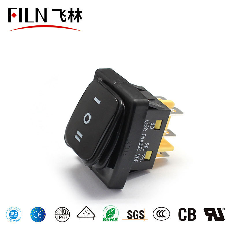 FILN ON-OFF-ON 20A/30A 250V Heavy Duty 6 pin IP67 Sealed Waterproof T85 Industrial machinery and equipment rocker switch