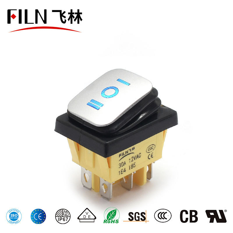 FILN Electrical Waterproof Power Rocker Switch 6pin 4 Pin Boat Rocker Switch 20A 12V 24VAC for Car Auto Marine