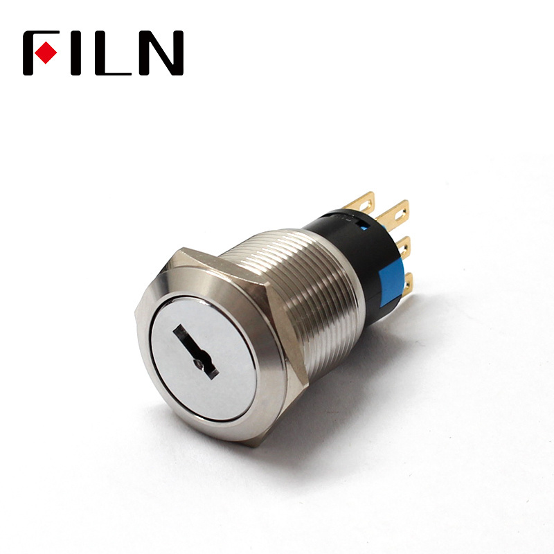 19mm metal 2 position lock key push key switch lock switch latching switch on off