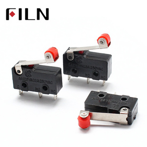 FILN KW12-3 Black 1NO1NC Mini Micro Roller Lever Arm Normally Open Close SPDT Snap Action Limit Switch 1A 250V