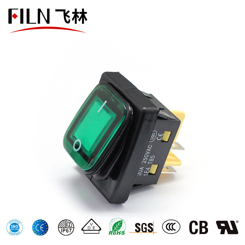 Waterproof Marine Rocker Switch Panel With Indicator Light 4 pin on off illuminated rocker switch For Industrial Equipment