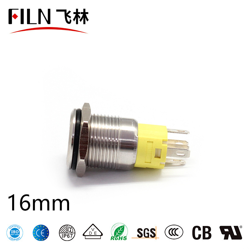 12v LED Stainless Steel Flat Head button16mm Self Return Momentary laching Push Button Switch