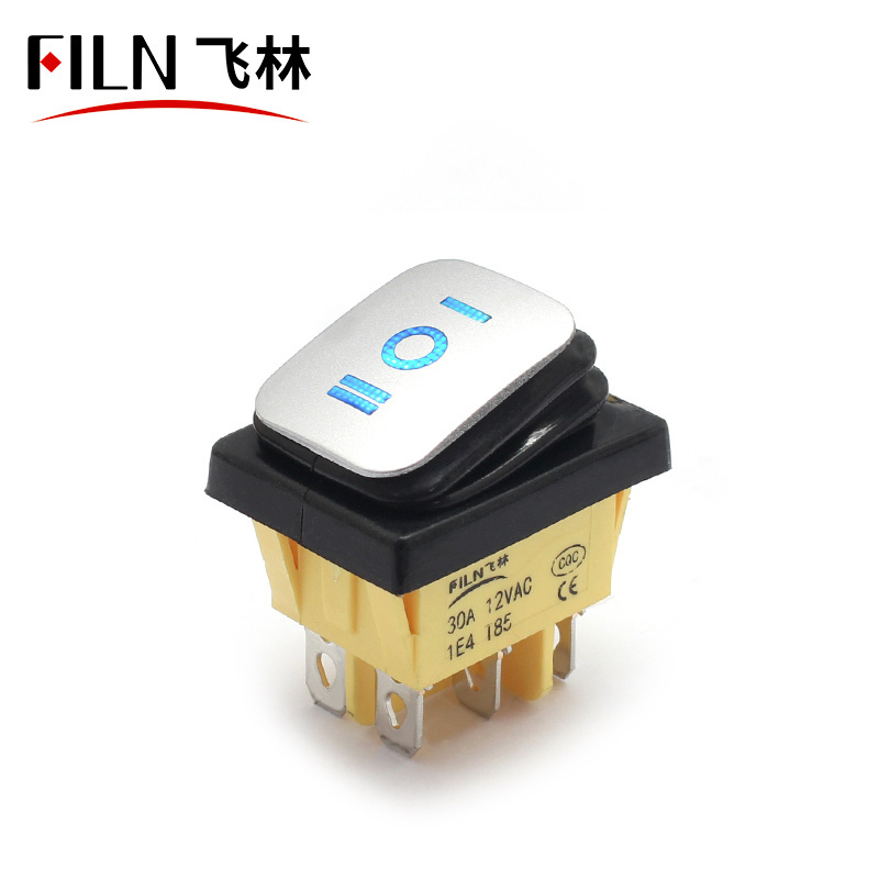 FILN Rocker switch 3 Positions ON-OFF-ON 16A 250V  AC DC KCD4 waterproof DPDT Boat switch racing switch panel