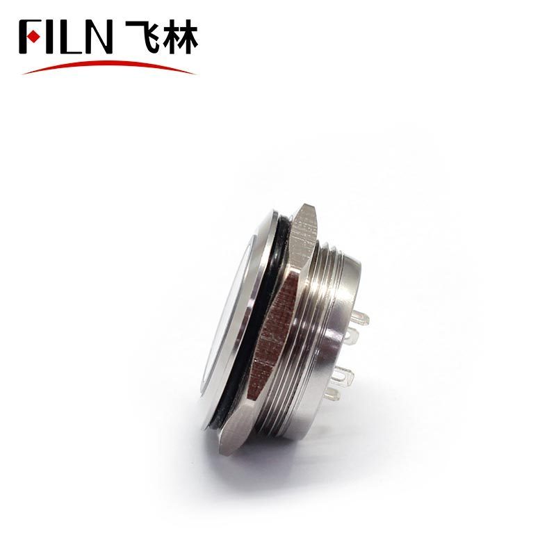 FILN 22MM Ultra Short Push Button Switch Momentary 4 Pin Switch Flat Head illuminated LED waterproof button starter switches