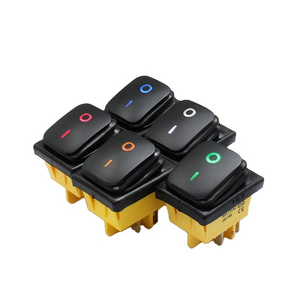 FILN KCD4 Rocker Switch DPST 4 Pin Yellow Green RED Lighted 3V- 380V on off Rocker Toggle Power Switch