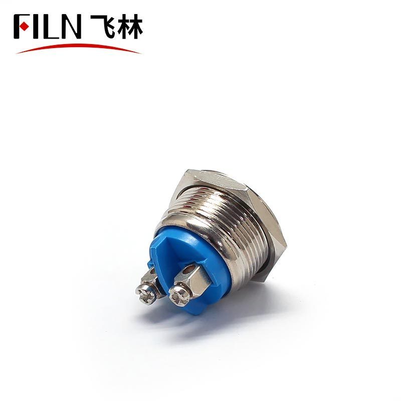 FILN 19mm screw pins metal push button switch latching with lock stainless steel switch button without light sliver contact