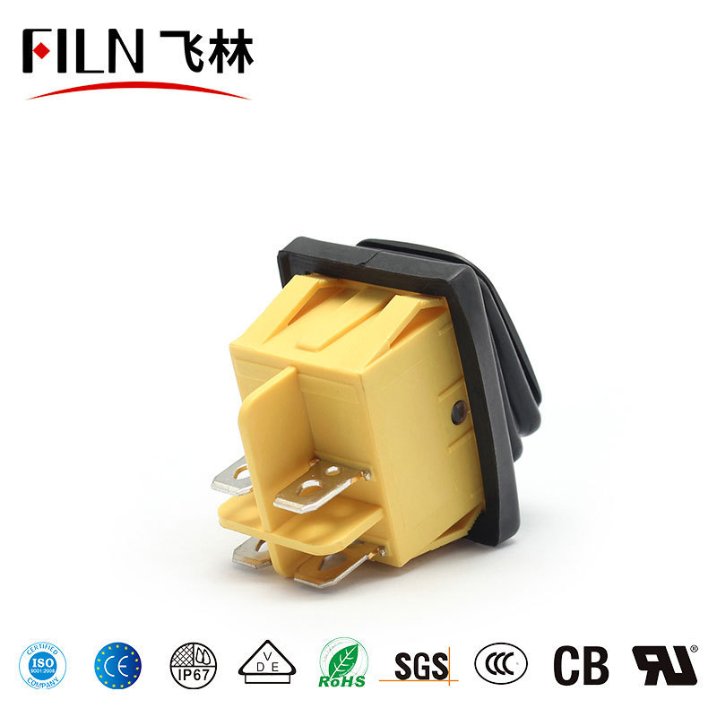 FILN KCD4 Rocker Switch DPST 4 Pin Yellow Green RED Lighted 3V- 380V on off Rocker Toggle Power Switch