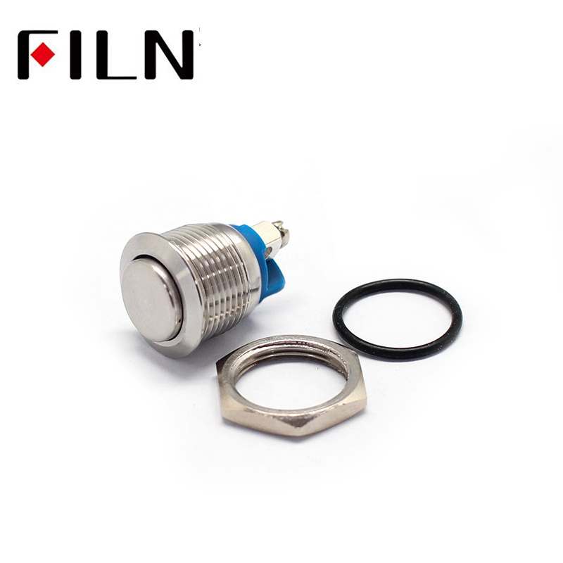 Filn 16MM White  Round Waterproof Ip65 Metal Push Button Momentary Latching Switch for kitchen hood