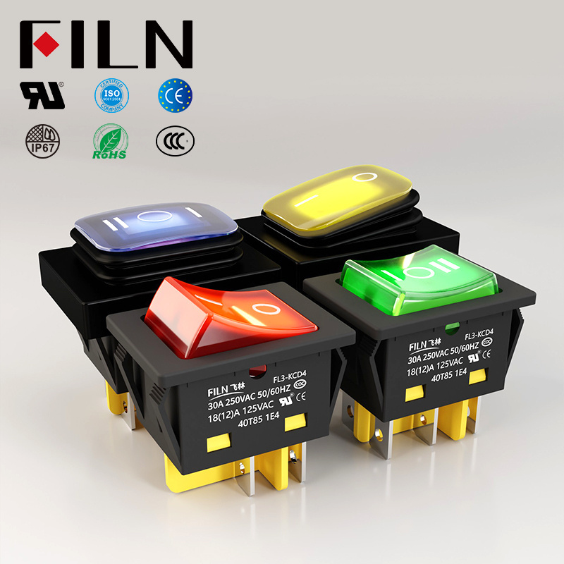 FILN Custom PA66 12V Waterproof Illuminated Rocker Power Switch on off Light Switch for Cars Motorcycles Boats