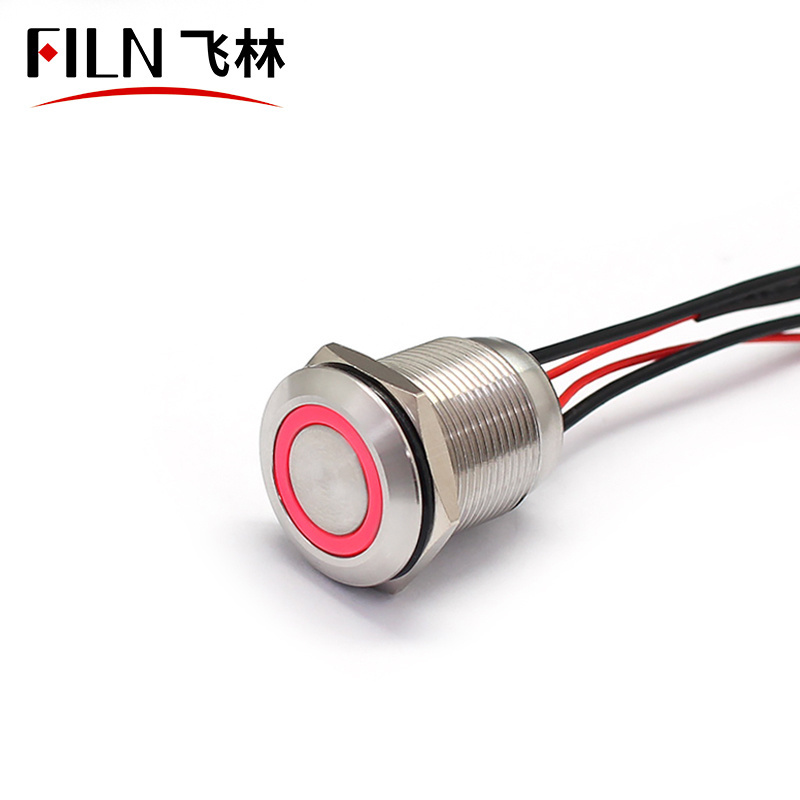 5A 250V 19mm Lock ON OFF Shortest IP68 Waterproof 12V LED Push Button Switch with light