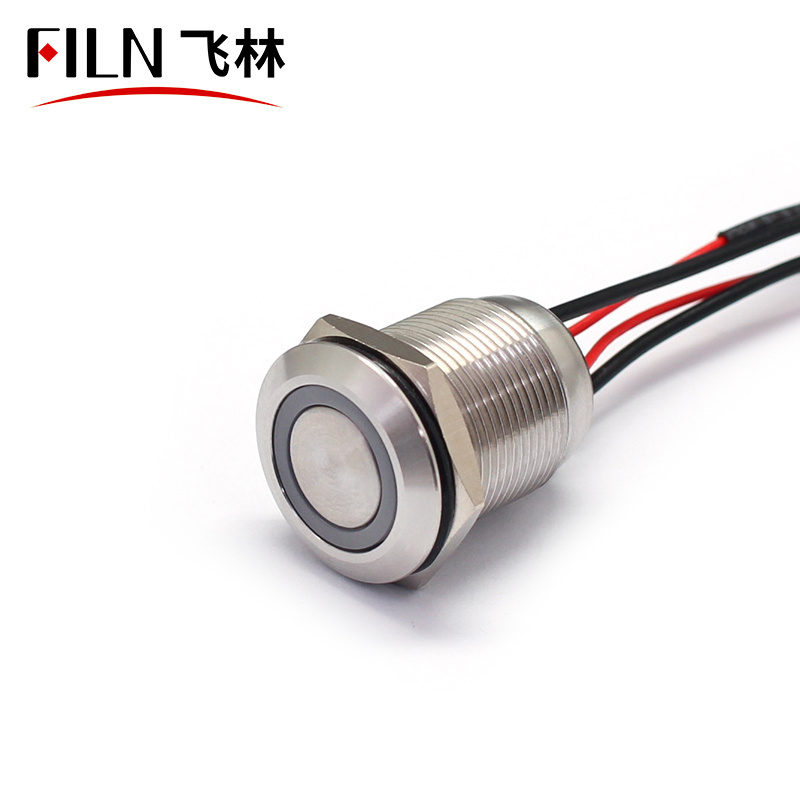 5A 250V 19mm Lock ON OFF Shortest IP68 Waterproof 12V LED Push Button Switch with light