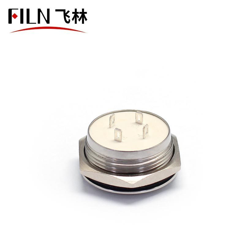 FILN 22MM Ultra Short Push Button Switch Momentary 4 Pin Switch Flat Head illuminated LED waterproof button starter switches