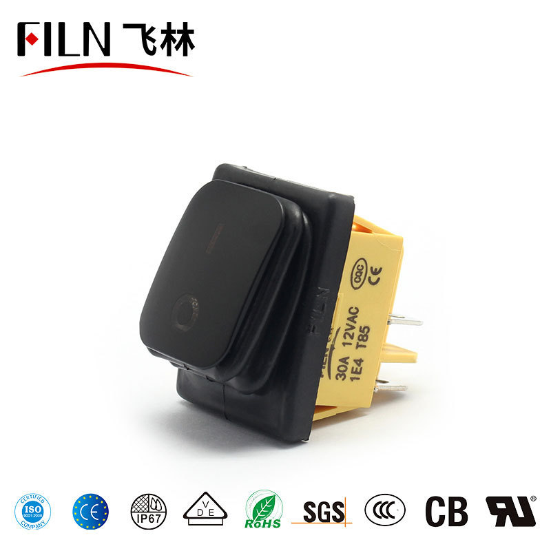 FILN KCD4 Rocker Switch DPST 4 Pin Yellow Green RED Lighted 3V- 380V on off Rocker Toggle Power Switch