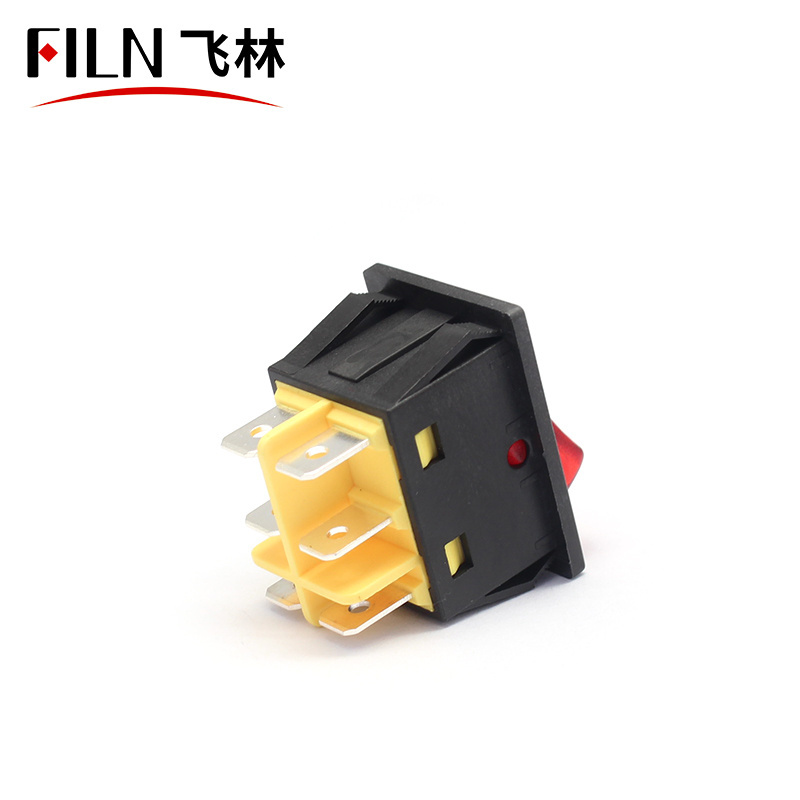 FILN KCD4 Industrial 3 Position 12VAC Rocker Switch T85 1e4 Rocker Panel Switch with LED