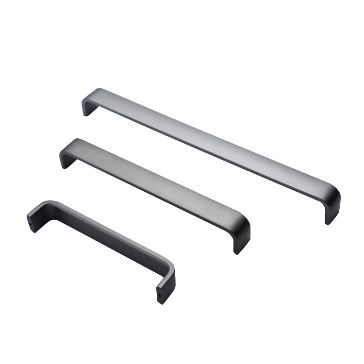 Wholesale matte black aluminum square bar kitchen cabinet handle and knob drawer pull