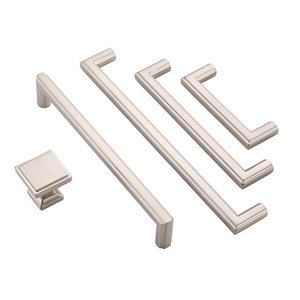 Zinc Alloy Square Cabinet Drawer Knob and Handles Brushed Satin Nickel Furniture Hardware T Bar Pull 3946