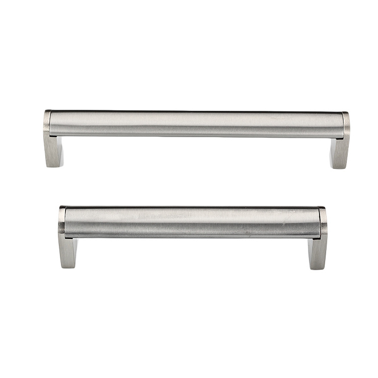 Zinc feet Stainless Steel tube 128 BSN Brushed Nickel Modern Cabinet Hardware Handle Pull 5