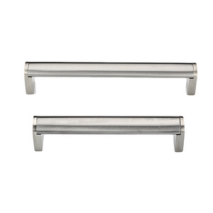 Zinc feet Stainless Steel tube 128 BSN Brushed Nickel Modern Cabinet Hardware Handle Pull 5" Inch (128mm) Hole Centers 6038