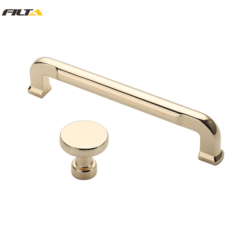 Modern Style Zinc Alloy Furniture Hardware Dresser Brushed Brass Knobs Cabinet Handle Pull