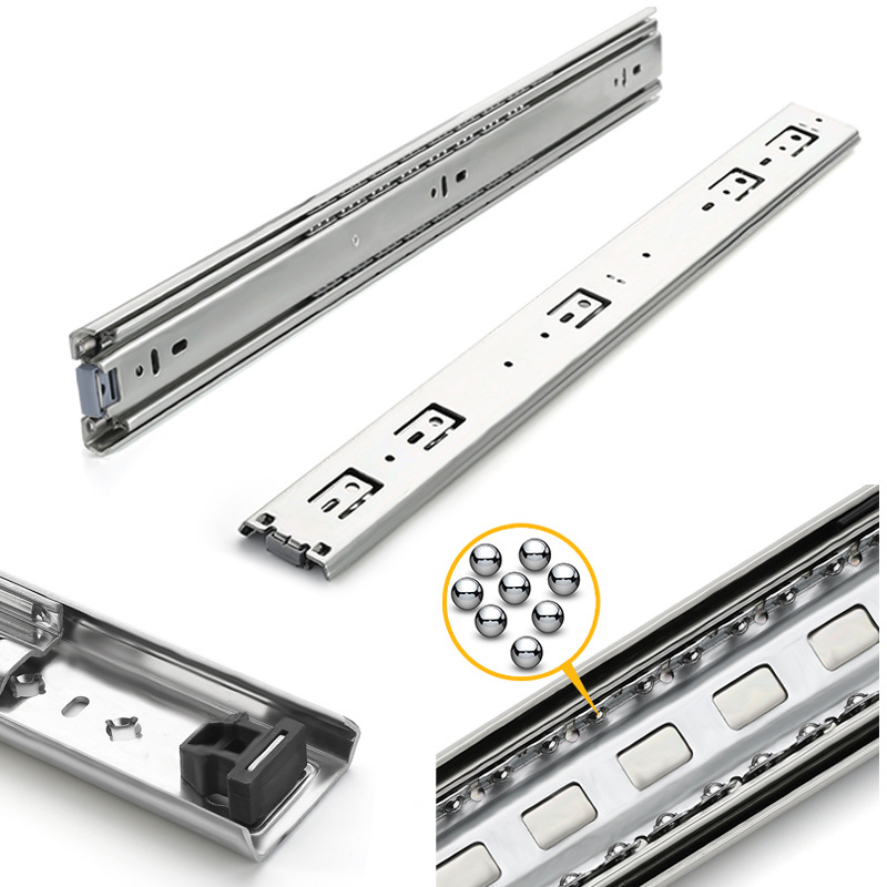 Filta kitchen hardware 3 fold ball bearing extension heavy duty rail telescopic channel drawer slide