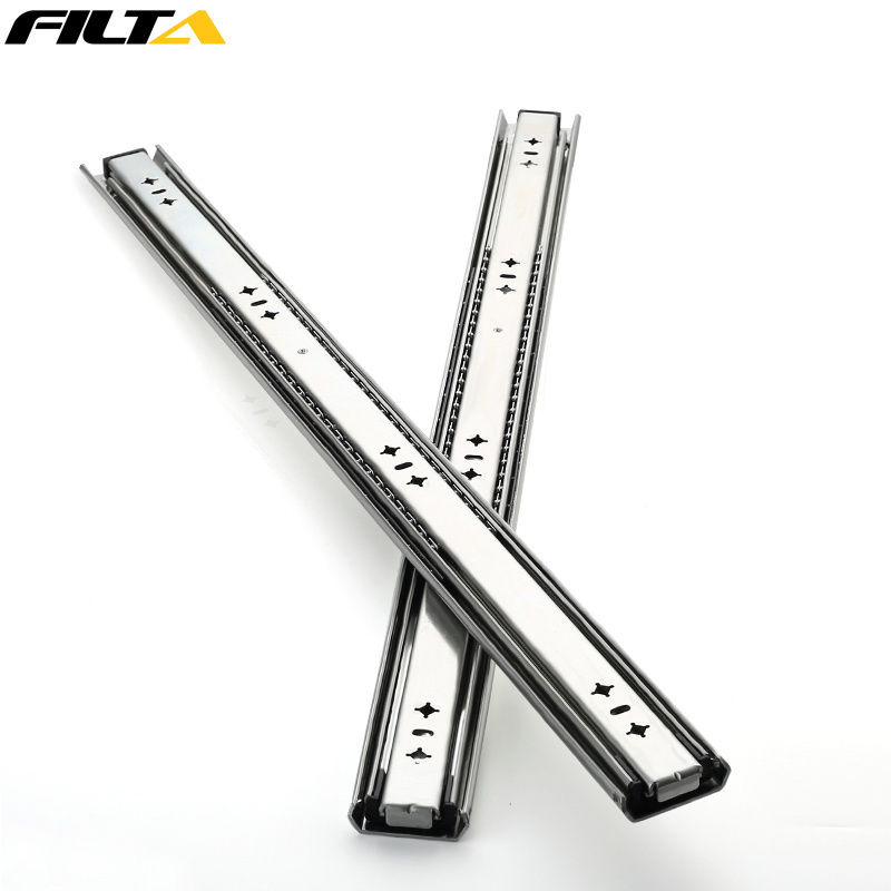 Filta kitchen hardware 3 fold ball bearing extension heavy duty rail telescopic channel drawer slide