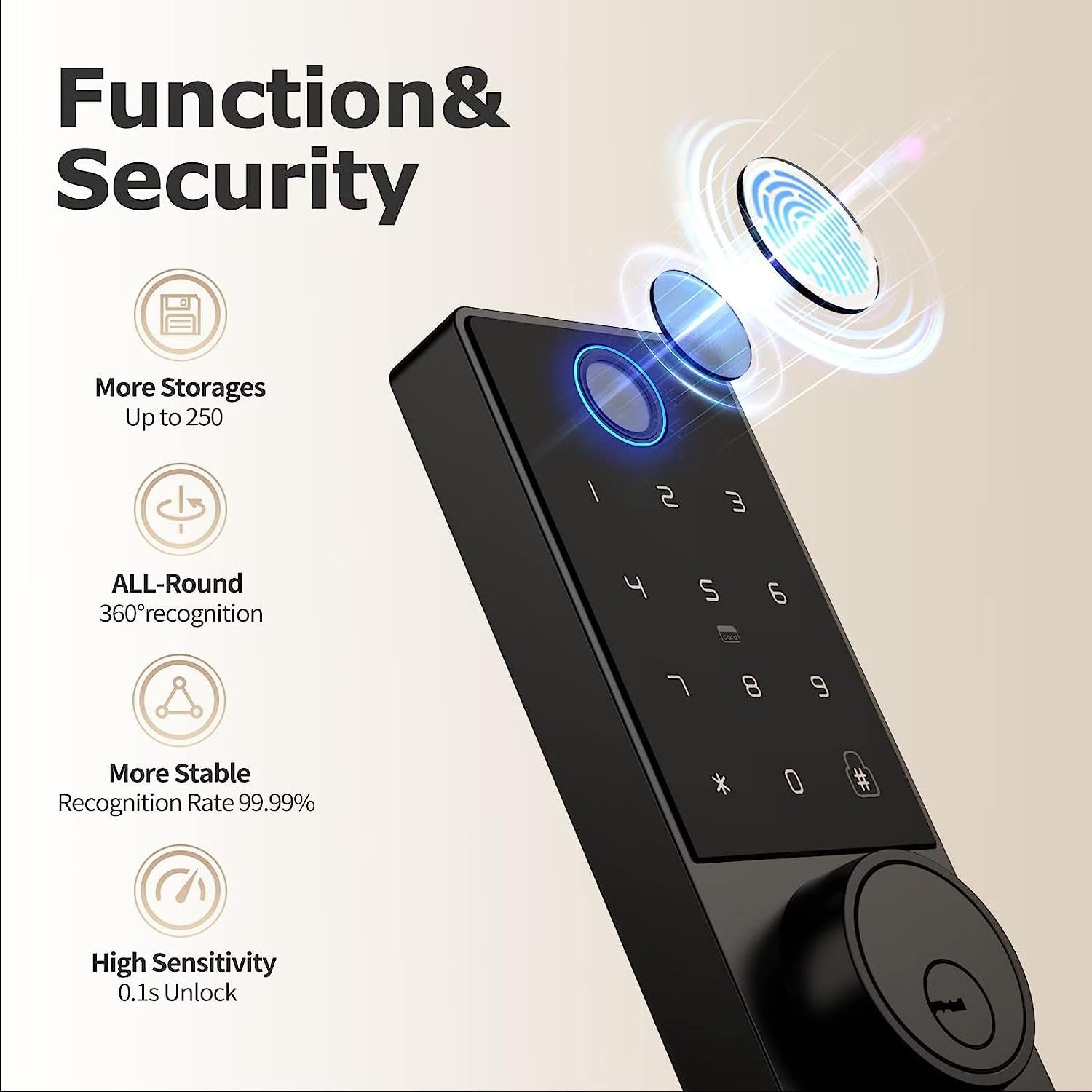 Black Deadbolt Door Lock Smart Card Electronic Lock Door For Security Mortise Smart Home Security D01