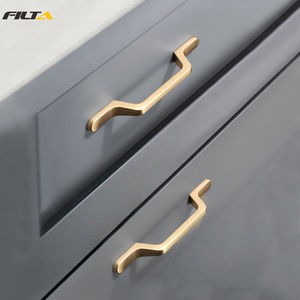 Zinc Alloy Brushed Gold Furniture Handle Solid Cabinet Bridge Pulls Drawer Knobs Kitchen Door Cupboard Handle Pulls 3286