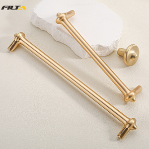 Wholesale luxury unique cabinet handles brushed brass zinc alloy pull handles and knobs 3311