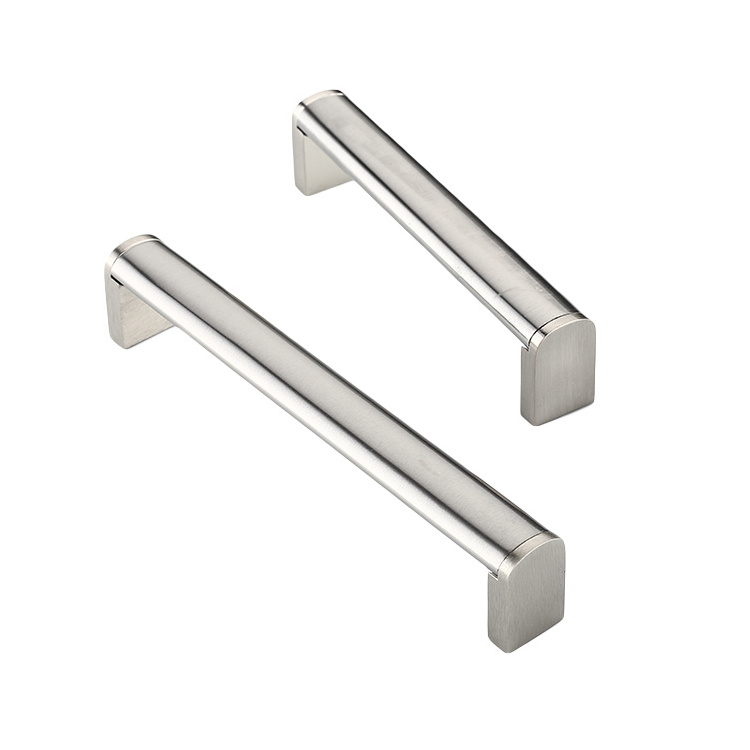 Zinc feet Stainless Steel tube 128 BSN Brushed Nickel Modern Cabinet Hardware Handle Pull 5