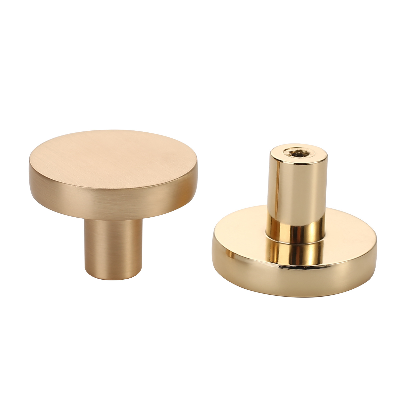 Round Solid Brass Drawer Knob Furniture Hardware Brushed Brass Cabinet Knob 1007