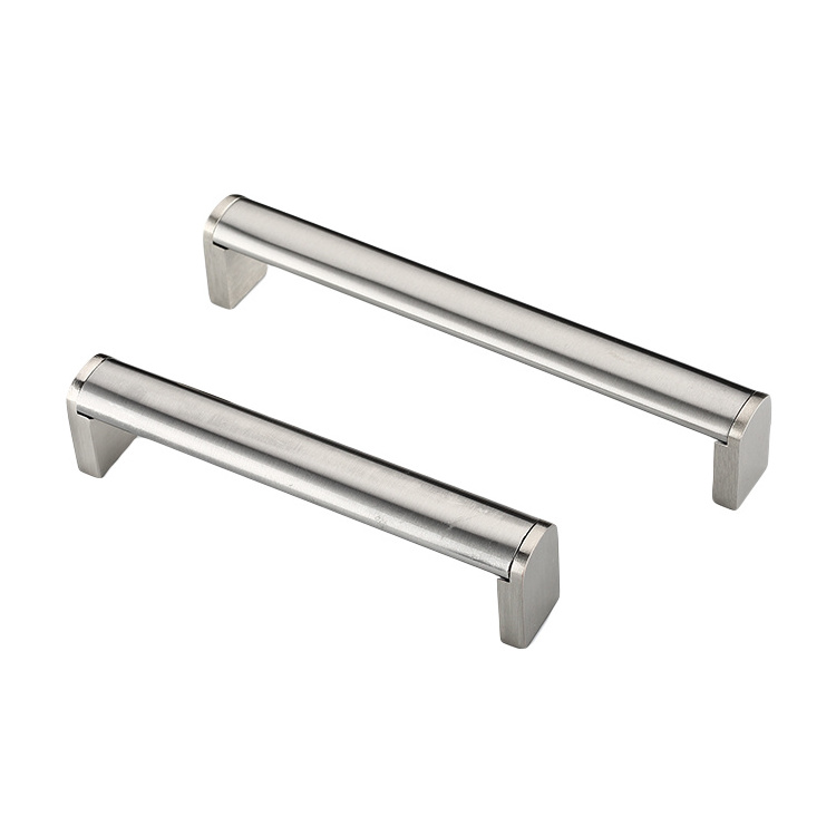 Zinc feet Stainless Steel tube 128 BSN Brushed Nickel Modern Cabinet Hardware Handle Pull 5